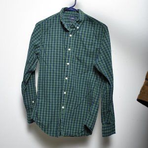 J CREW small green and blue checkered long sleeve